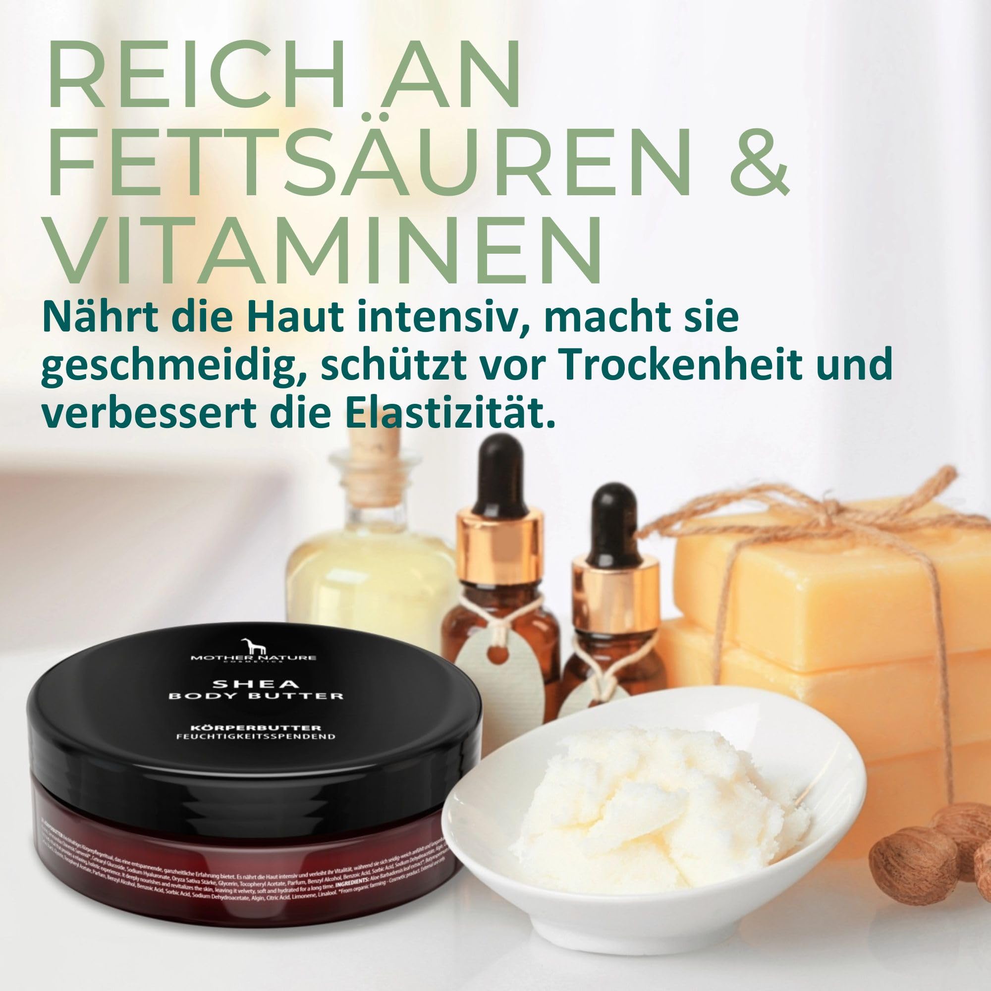 Körpercreme Bio-Sheabutter Superfood Körperbutter für Trockene Haut Tiefenwirksame Pflege, Feuchtigkeitsspendend & Revitalisierend, Wasserfreie Formel, Vegan (200 ml) (Packung mit 2)