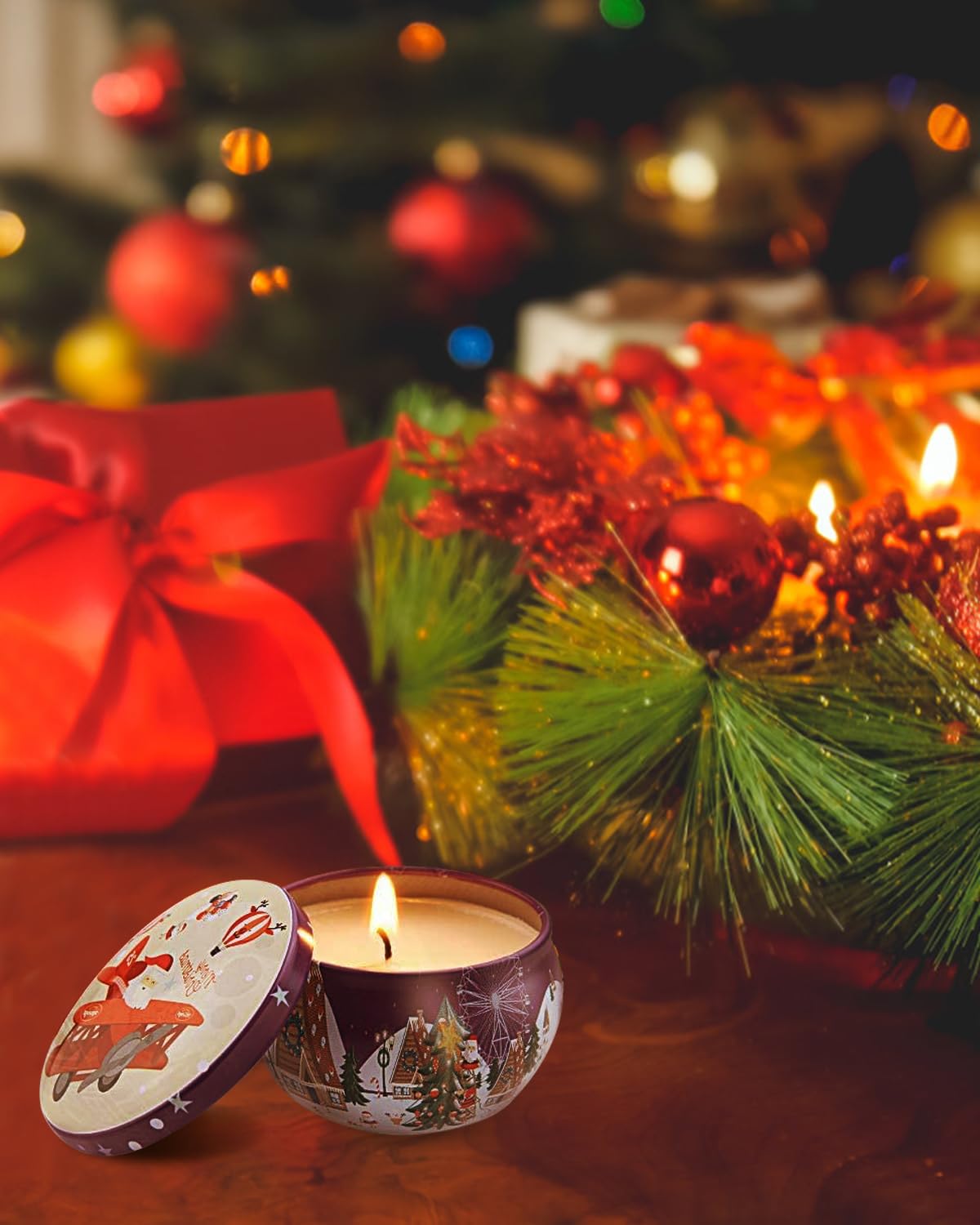 Christmas Scented Candle Gift Set, Velas Perfumadas Juego de 12 Piezas, Vela perfumada de Cera de Soja 100% Natural, Adecuada para Navidad, baño, Yoga, para relajar el Cuerpo, Aliviar el Estrés