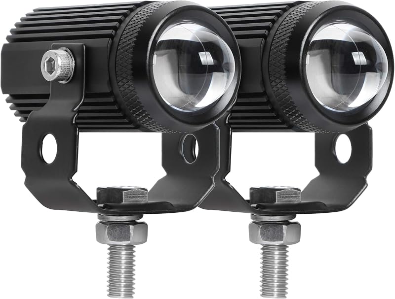 Led Driving Light for Motorcycle, High Low Beam Function 1.3'' Fog Lights Aux Light for Motorcycle e-Bike ATV UTV, 12/24V, 30W, 6000 Lumens 2 pcs (White Light)