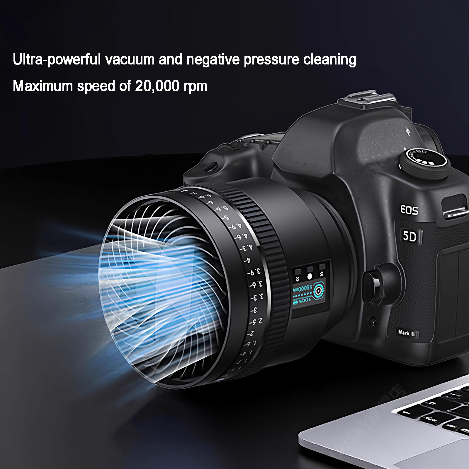 Ventola per la pulizia dell'obiettivo della fotocamera, velocità regolabile per rimuovere la polvere, ideale per sensori di lenti reflex digitali e accessori fotografici