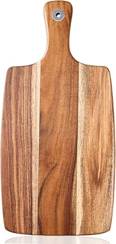 AMPSEVEN Tabla de cortar de madera de acacia con asa tabla de cortar de madera tablas de embutidos para carne pan de frutas queso tablas decorativas