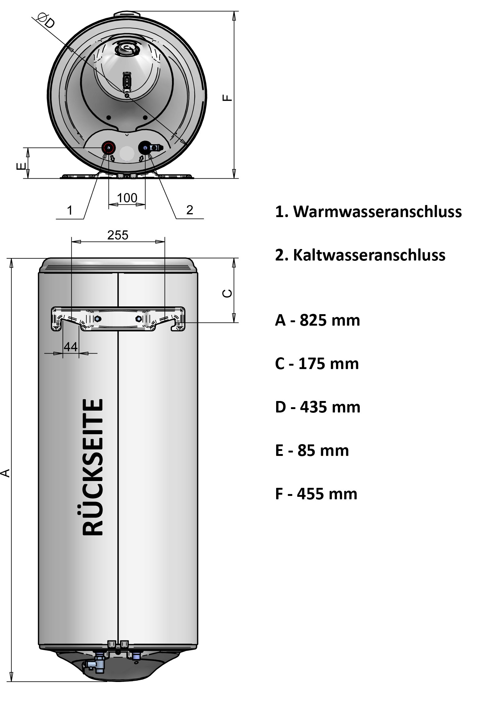 Warmwasserspeicher Warmwasserboiler Eldom Style 80L druckfest | inkl. Kombi-Rückschlageventil und Kabel mit Stecker, 2000W, 230V