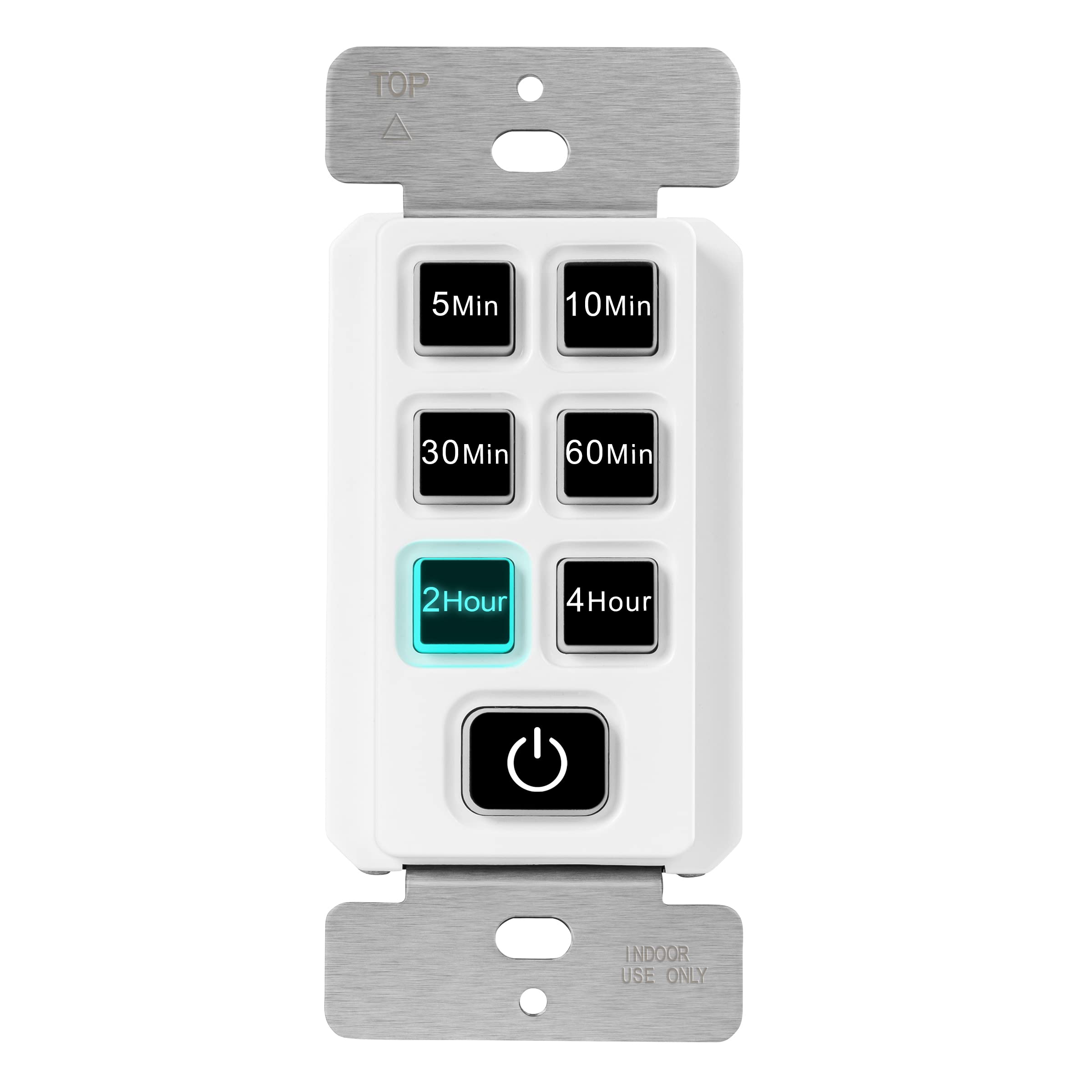 TOPGREENER 4-Hour Countdown Timer Switch, 5-10-30-60 Min 1-2-4 Hour Settings, for Fans and Lights, LED Indicator, 120VAC 60Hz, 1/2HP, 150W LED,