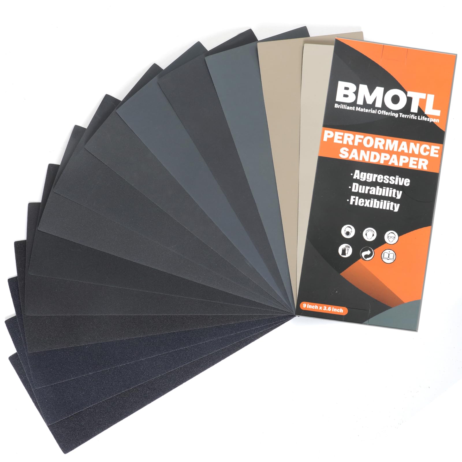 Wet Dry Sandpaper Sheets 9x3.6, 120-5000 Assorted Grit, 42Pcs | Premium Silicon Carbide Sand Paper for Wood Furniture Finishing, Automotive Polishing, Metal Sanding