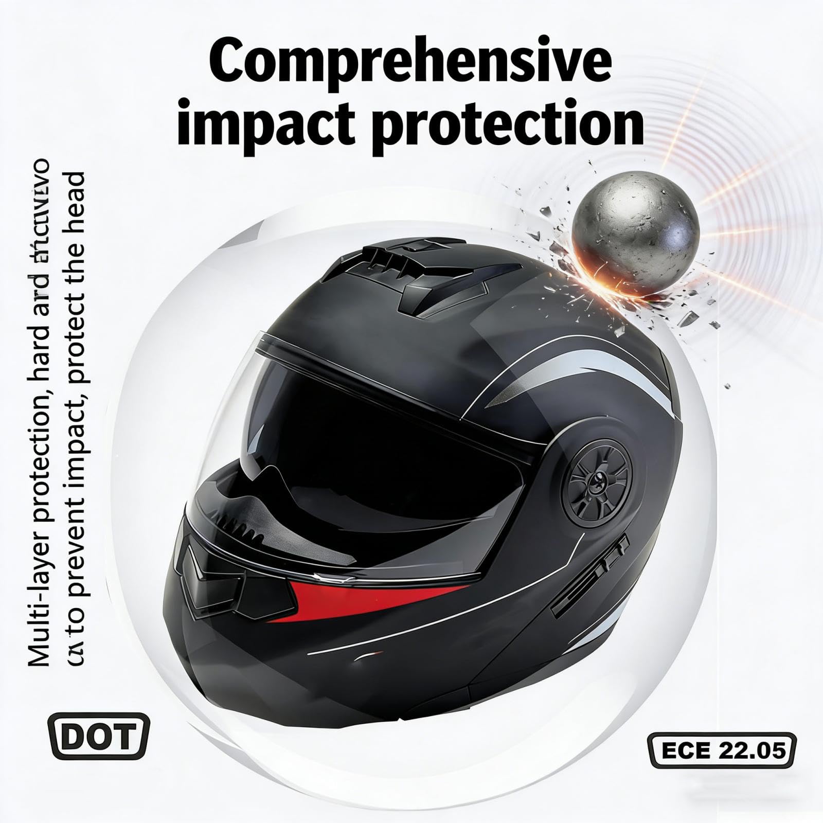 Casco Integrato Apribile con Interfono Casco Moto Modulare Bluetooth Caschi Modulari per Uomo Donna con Doppia Visiera Casco Integrale Casco Crash Omologati ECE