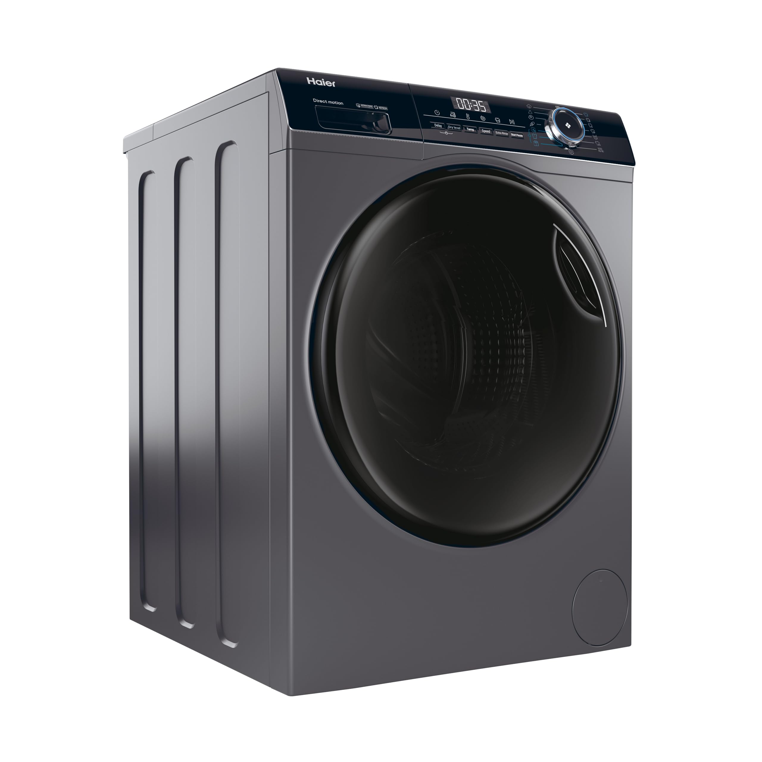 Haier I-Pro Serie 3, Wäschetrockner 8 + 5 kg, freistehend, Klasse A, 1400 Umdrehungen, Dampf, Gewichtssensoren, programmierbarer Start, HxBxT 85 x 60 x 62 cm, Anthrazit - HWD80-B14939S8-S | Dampf, AI Weight Sense, Startvorwahl, freistehend, HxBxT 85 x 60