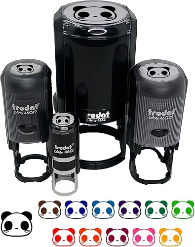 Miniatura 1 de Encantador Kawaii Chibi Panda Bear Face Blushing Cheeks Sello de goma autoentintado para sellar planificadores de manualidades, mini de 12 pulgada,