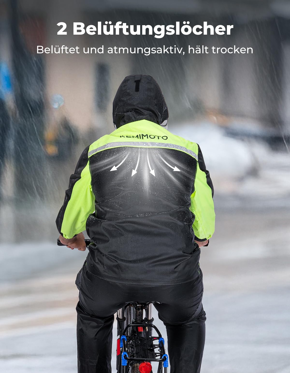 KEMIMOTO Regenanzug für Herren, Wasserdichter Regenmantel, Atmungsaktiv Regenbekleidung Regenjacke für Camping, Wandern, Reisen, Radfahren