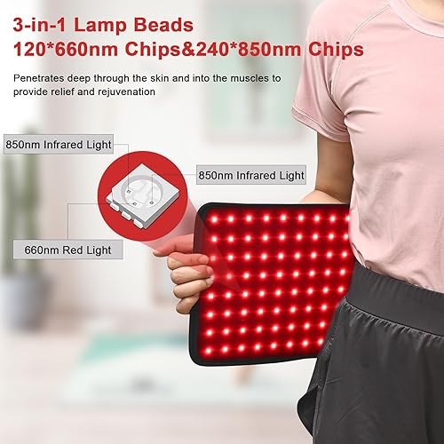 Miniatura 5 de Cinturón de terapia de luz roja, envoltura de terapia de luz infrarroja cercana, terapia de luz roja para rejuvenecimiento de piel corporal, alivio
