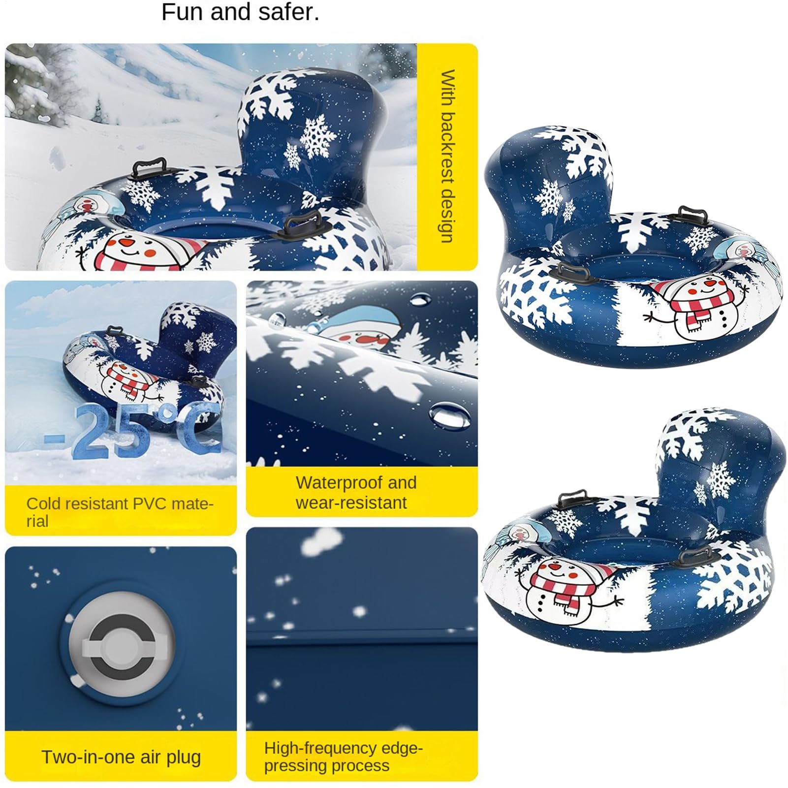 Tubo Para Trineo- 110x6 0cm Aro Con Asas Para Inflar | De Trineo En El Invierno | Para Al Aire Libre Sendero Piscina Reunión Playa Y Deportes