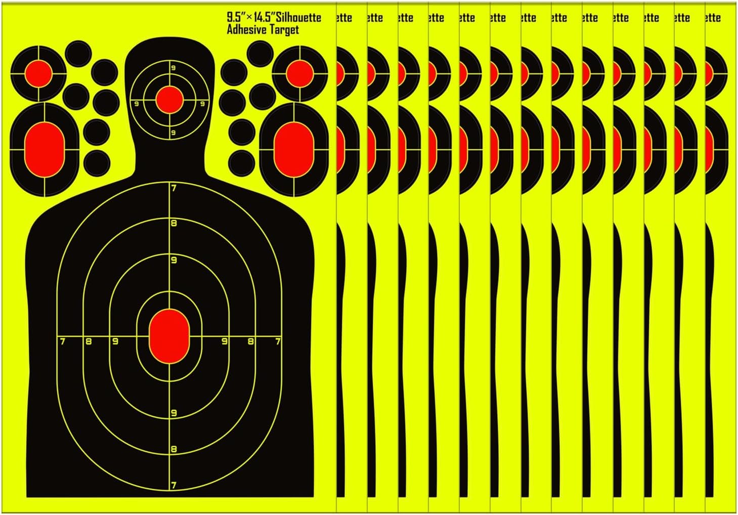 9.5x14.5 inch Silhouette Splatter Targets - Bright Fluorescent Yellow Easily seen on Impact When Hitting Target for BB Guns, airguns, Rifles, Indoor and Outdoor ranges (10/25/50 Pack)