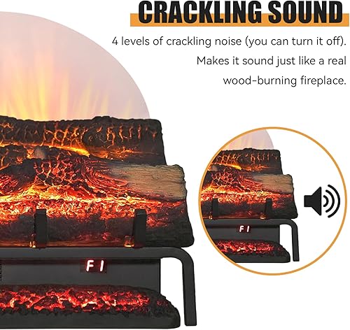 Miniatura 5 de Juego de troncos de chimenea eléctrica independiente de 22 pulgadas, inserto de chimenea, calentador de 750 W1500 W con control remoto, sonido