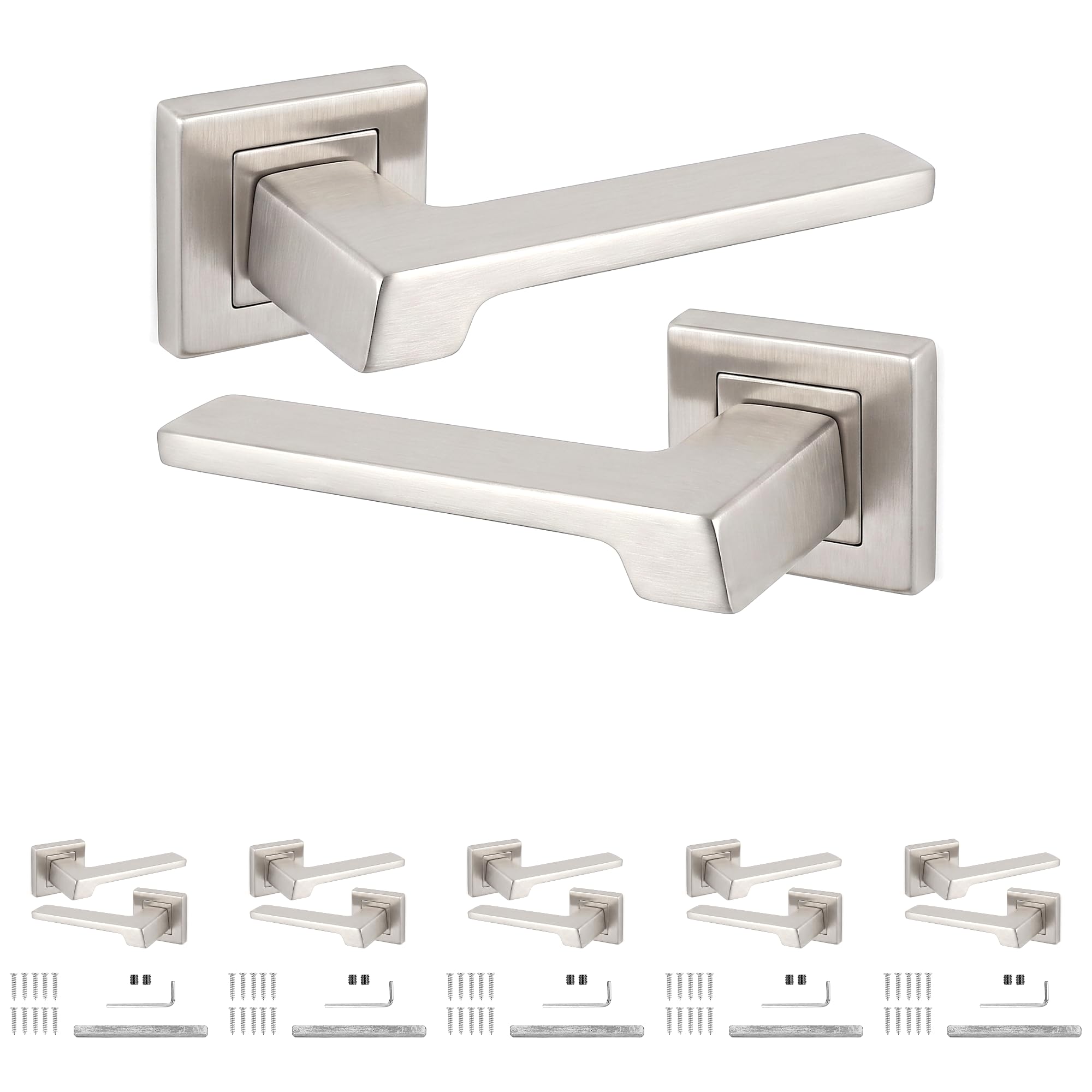 Decoranddecor Spectra Satin Nickel Internal Door Handles 6 Pack โ image 1