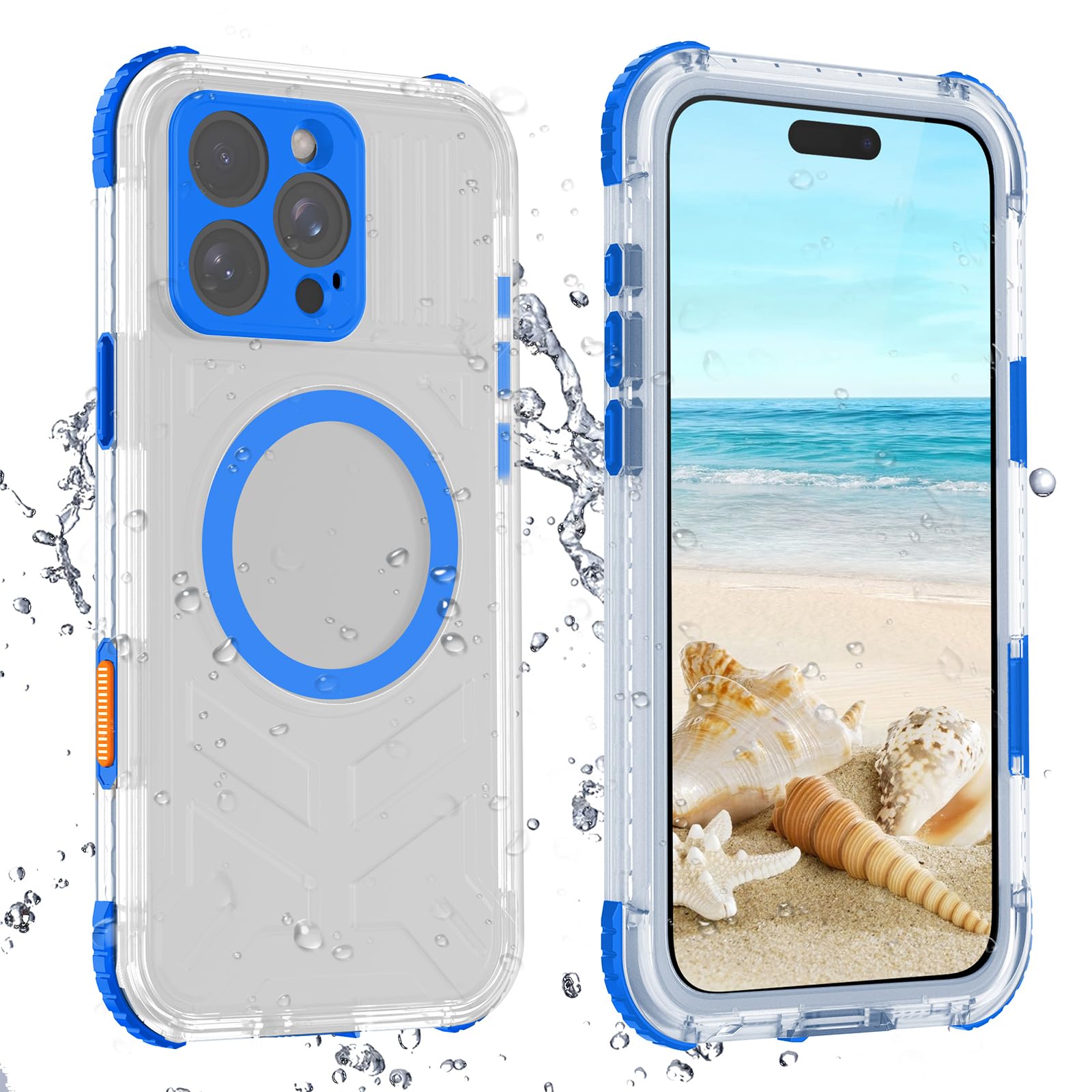 yopuendi Magnetic Waterproof Case Matte for iPhone 16 pro max 6.9 inch with Wrist Lanyard/Strap, Shockproof Dustproof, Compatible with Magsafe,