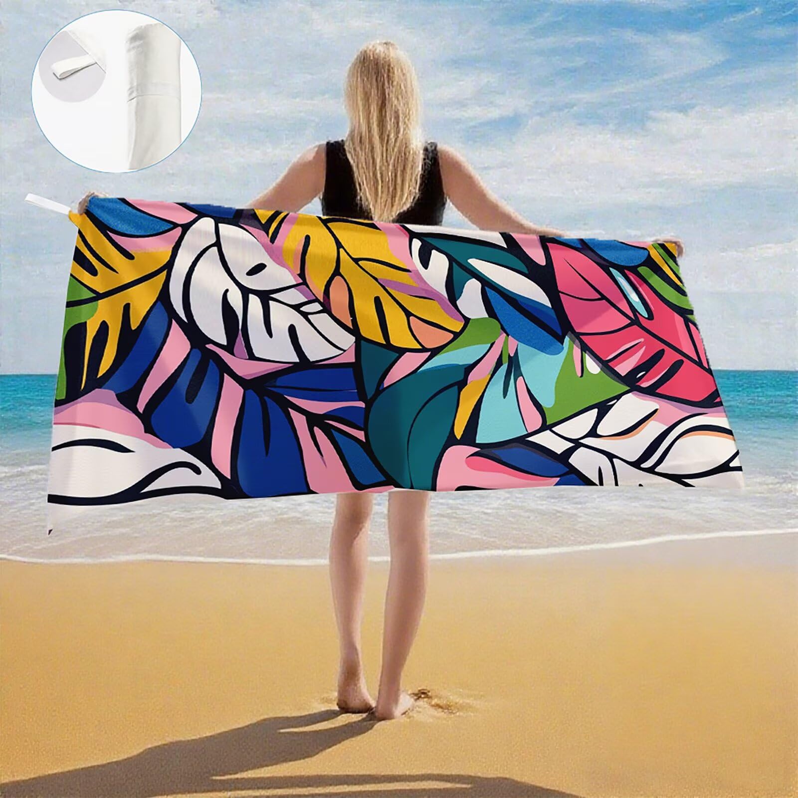 Toallas de Playa Microfibra Color Toalla Playa Grande 180x90 cm Mujer Hombre Secado Rápido Absorbente Toallas Gimnasio Suave Sin Arena Ligera Toalla Microfibra para Playas Piscina Viajes Camping Q-594