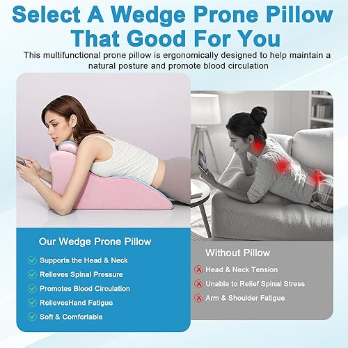 Miniatura 5 de Almohada de cuña de espuma viscoelástica para adultos, almohada de cama de apoyo multiposición con funda extraíble para dormir sentado, lectura