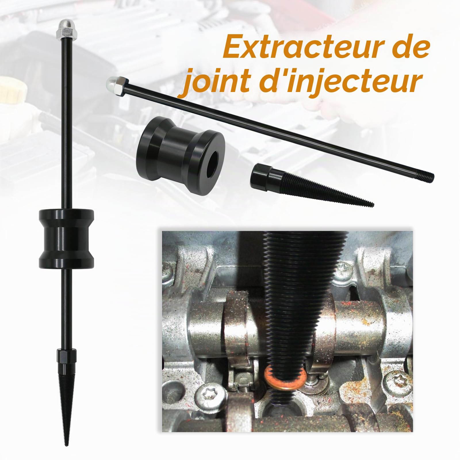 Extracteur Joint Injecteur Diesel, Outil Retrait Joint Cuivre Injecteur | Acier au Carbone, il permet de démonter rapidement les joints d'étanchéité sans endommager la culasse，Pour espaces étroits