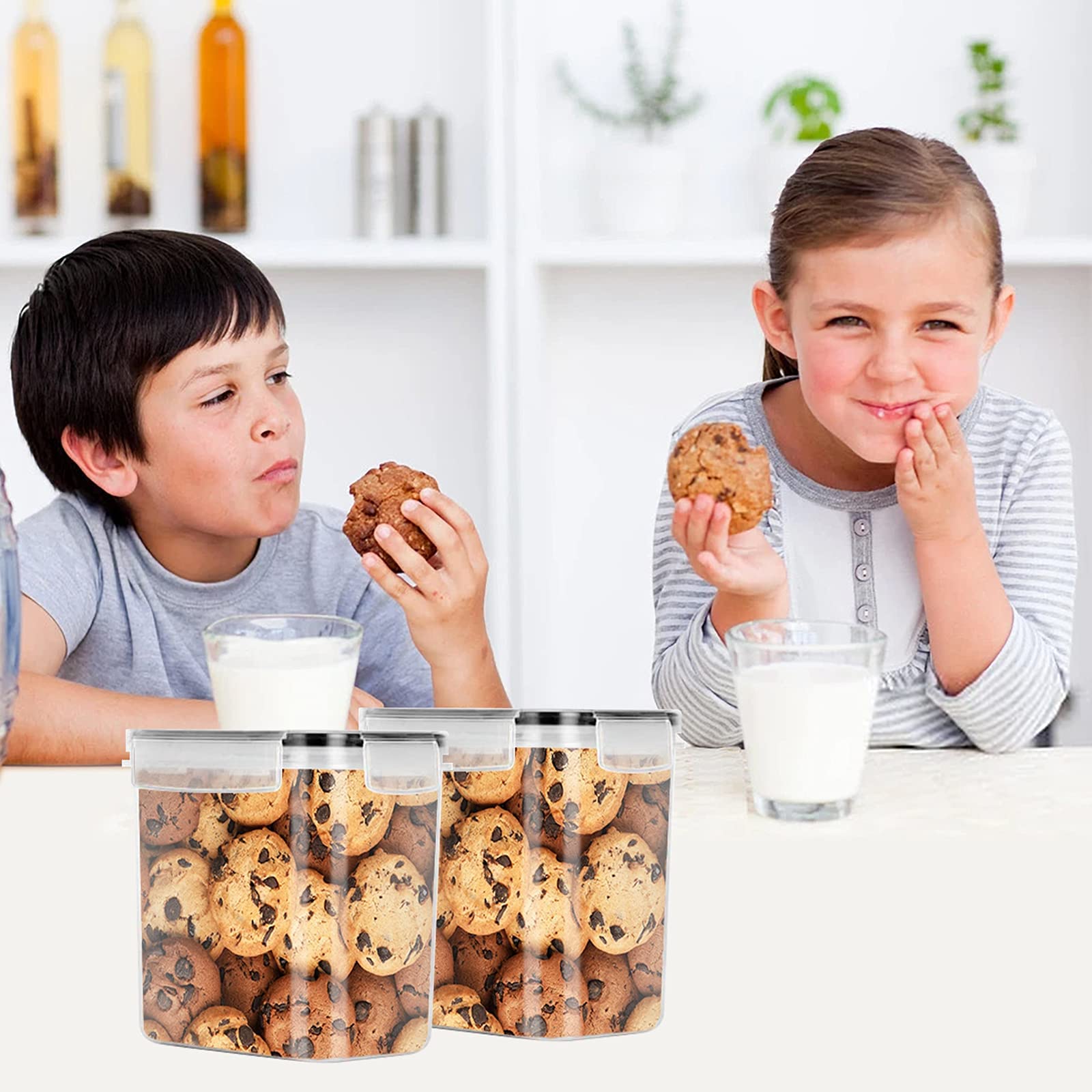 GIKERSY 9 × 2 L Caja de almacenamiento de cocina, lote de frascos herméticos de plástico sellada con tapa, para almacenar cereales, pasta, harina, comida para mascotas