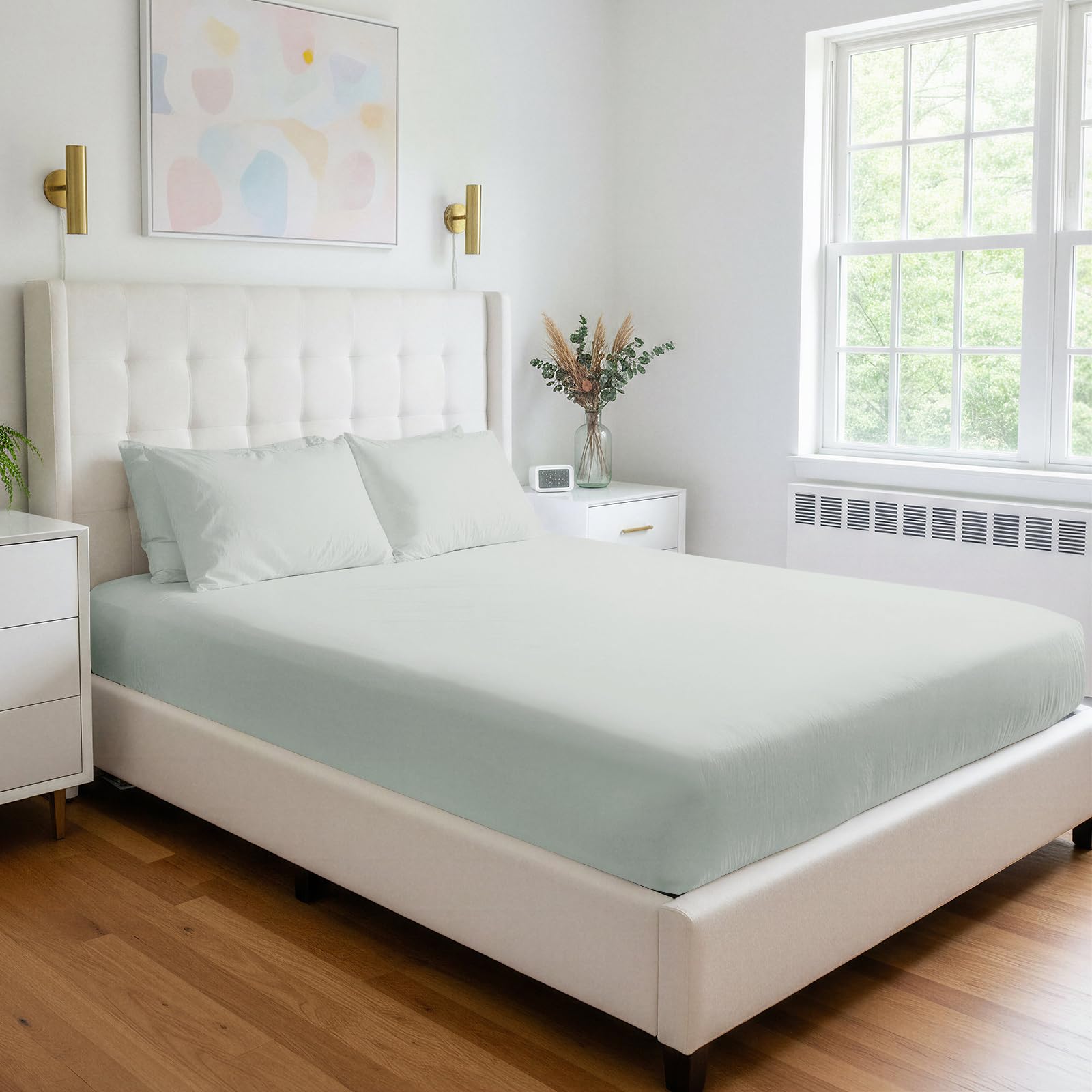 Pizuna Silver Luxurious Cotton King Size Fitted Sheet 800 Thread Count