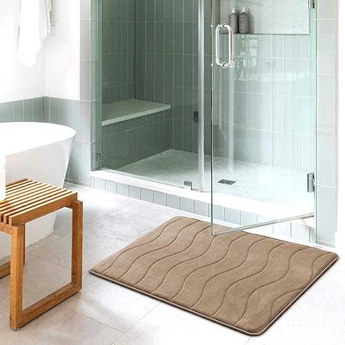 Vista 93 de Flamingo P Tapete de baño de espuma viscoelástica, extra largo, antideslizante, absorbente de agua, grueso, suave, lavable, 47 x 17 pulgadas