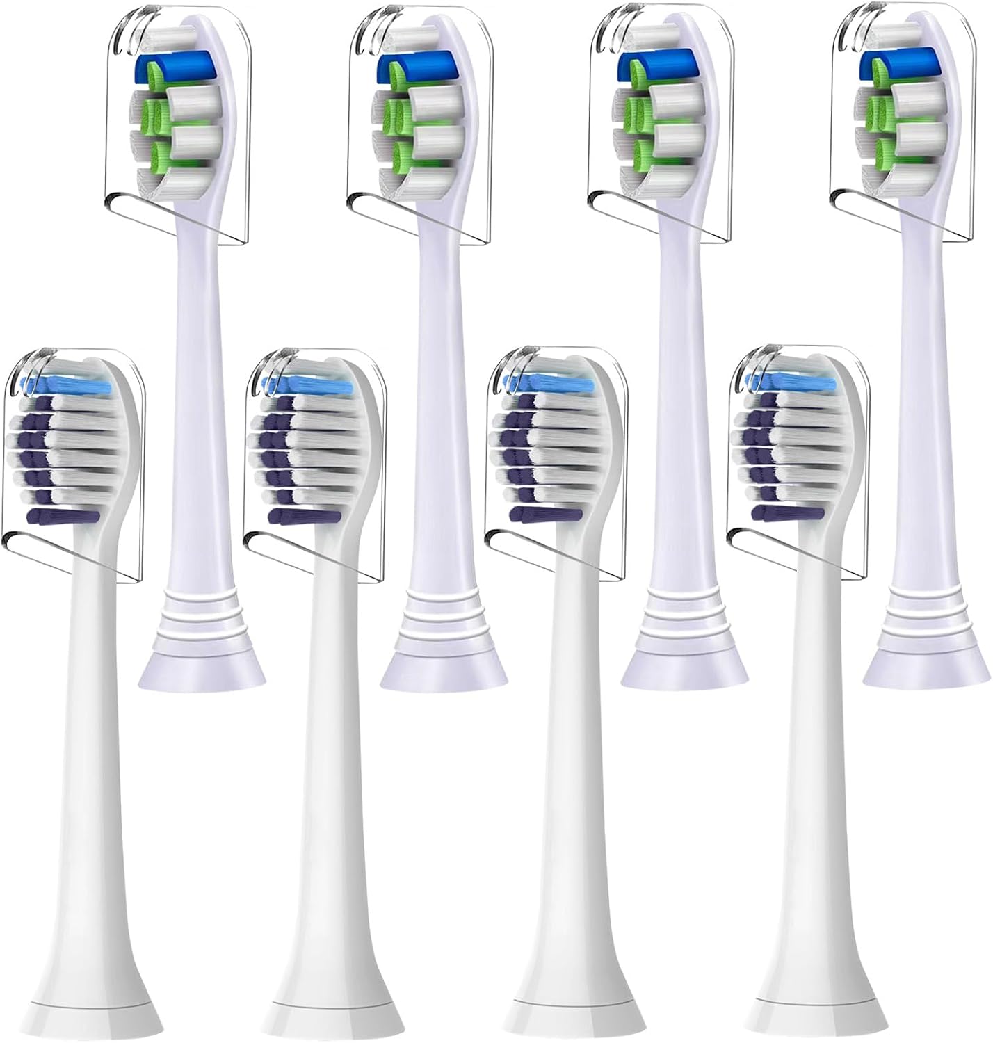 8 Pack Replacement Brush Heads, Compatible with Philips Sonicare Electric Toothbrush, 4pcs Precision Clean and 4pcs Whitening Clean Brush Heads, White.