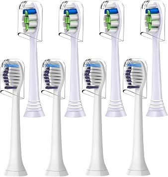8 Pack Replacement Brush Heads, Compatible with Philips Sonicare Electric Toothbrush, 4pcs Precision Clean and 4pcs Whitening Clean Brush Heads, White.