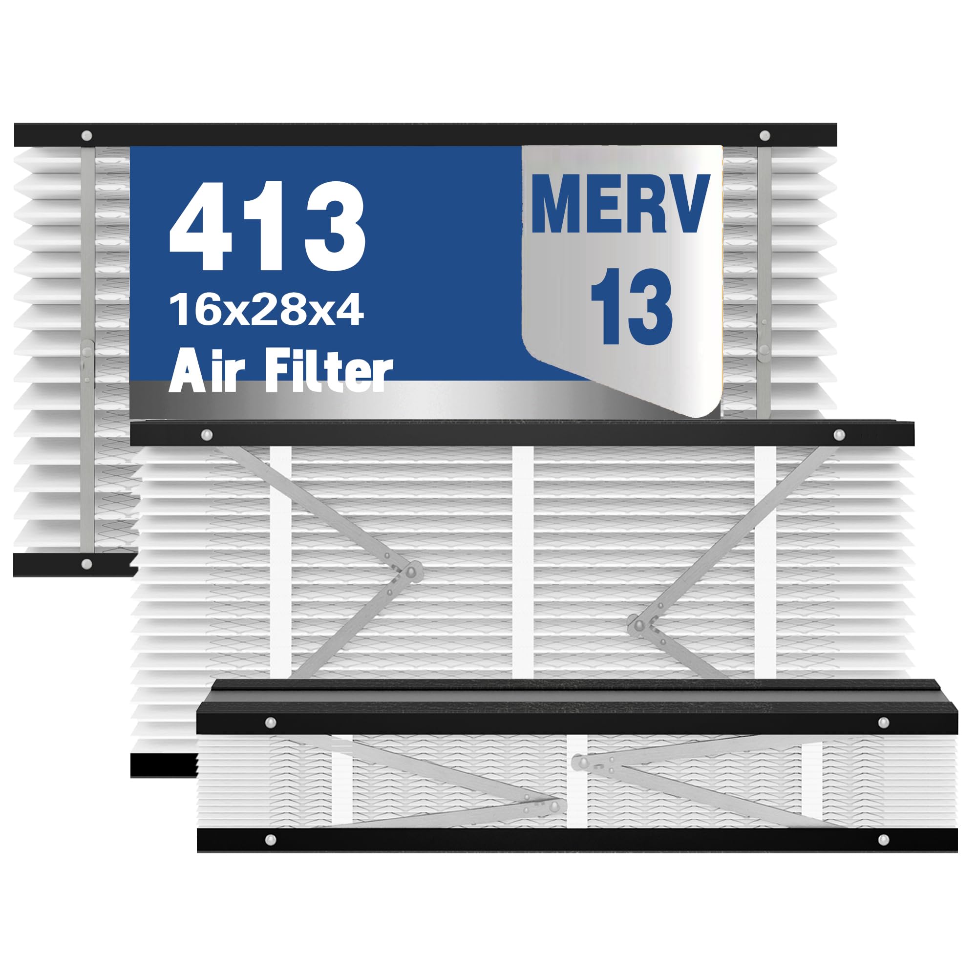 1 Pack 413 Replacement Air Filter MERV 13 Compatible with AprilAire Models 1410, 1610, 2410, 2416, 3410, 4400, 16x28x4inch Furnace Filter, 413 Whole House Air Purifiers Replacement Filter