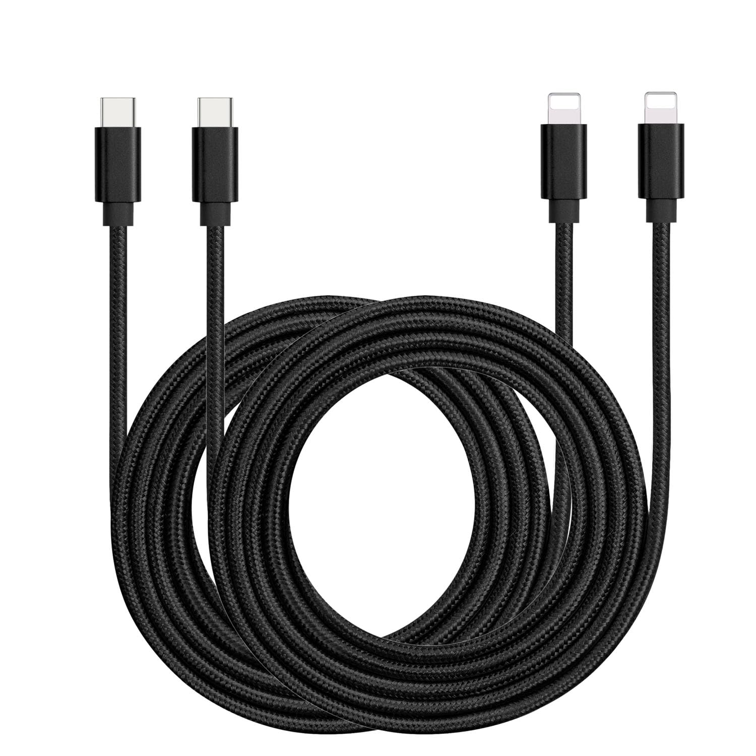 Photo 1 of USB Type-C to Phone Charger Cable [2Pack 5FT] Power Delivery Fast Charging Nylon Braided Charger Compatible for Phone13/12/11 Pro Max XR Xs Max X 8 Plus 7 (Black)