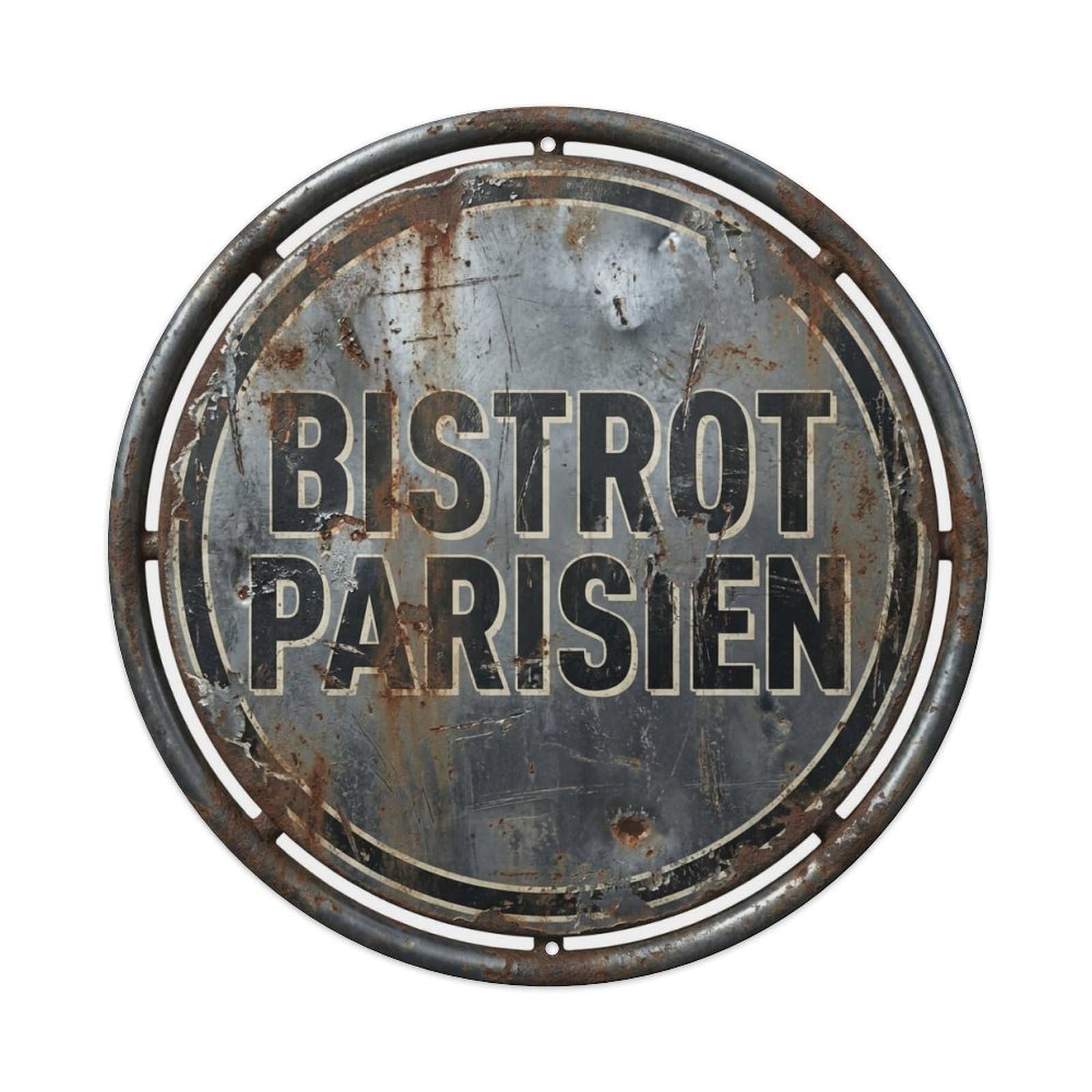 Parisian Espresso Kitchen Coffee Metal Tin Sign Plaque Wall Decor for Cafe, Club, Garden Round Metal Poster 8x8Inch