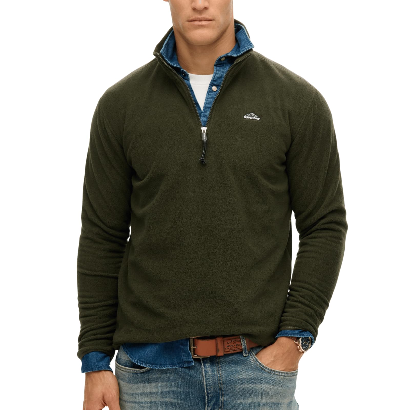 Superdry Men's Olive Green M2014194a Fleece Jacket 2XL Green