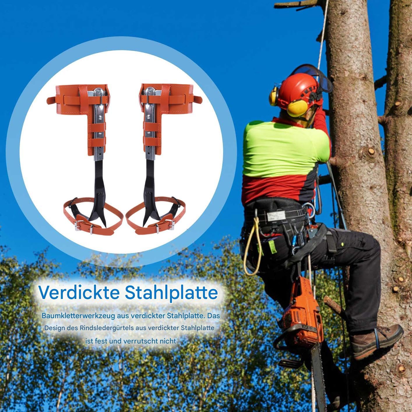Generisch Baumkletterspikes Set Ergonomisch Höhenverstellbar | Rindsleder Baumkletter-Sporen für Arbeit Outdoor-Freizeitzubehör für Forstwirtschaft, Jagd, Beobachtung, , Survival,