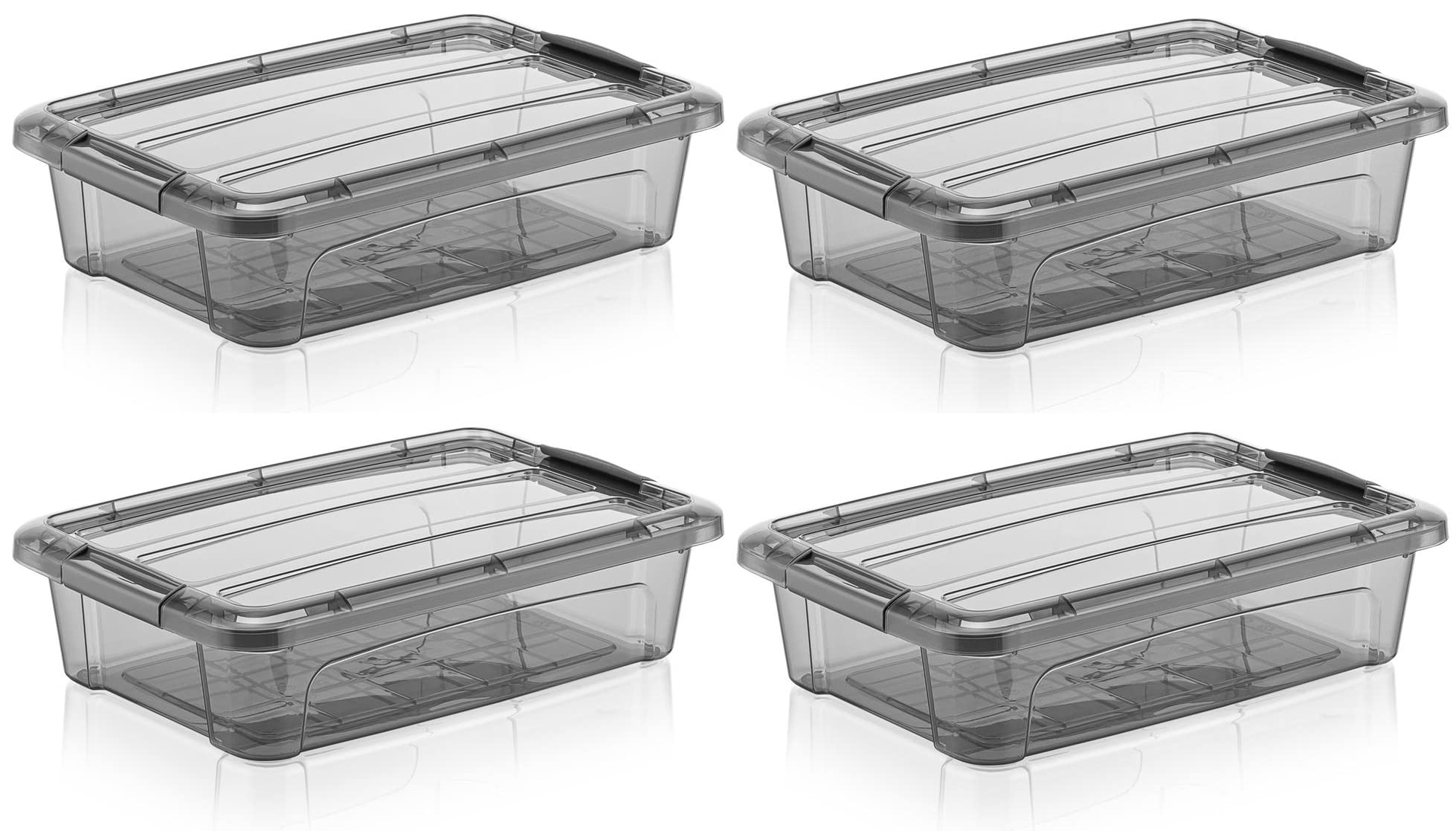 Muddy Hands Pack of 4 - Heavy Duty 2.8 Litre Small Plastic Storage Boxes with Lids Clip Locking Stackable Container