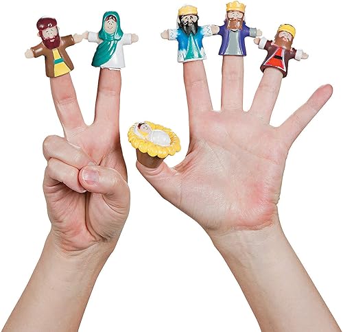 Fun Express - Marionetas de dedo de Natividad (2dz) para Navidad - Juguetes - Juguetes de personajes - Marionetas de dedo - Navidad - 24 piezas