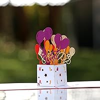 Vista 3 de Tarjeta de cumpleaños desplegable con globos, tarjeta de cumpleaños 3D, tarjeta de cumpleaños emergente, tarjetas emergentes de cumpleaños, tarjetas