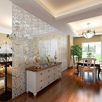 Yizunnu 12Pc/set PVC Hanging Room Divider,Folding Privicy Room Hanging Screens for Decorating Living,Dining and Study-room,Hotel and Bar 40x40cm (Thickness:0.8mm per piece) (White)