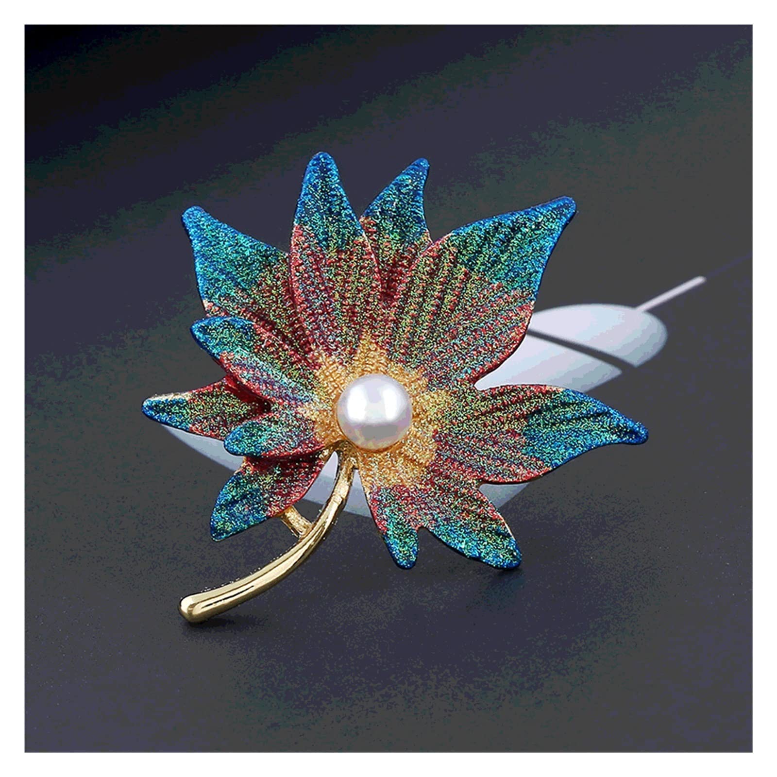 Brosche Double Maple Leaf Pearl Kleidung Pin Damen Blazer Corsage Zubehör