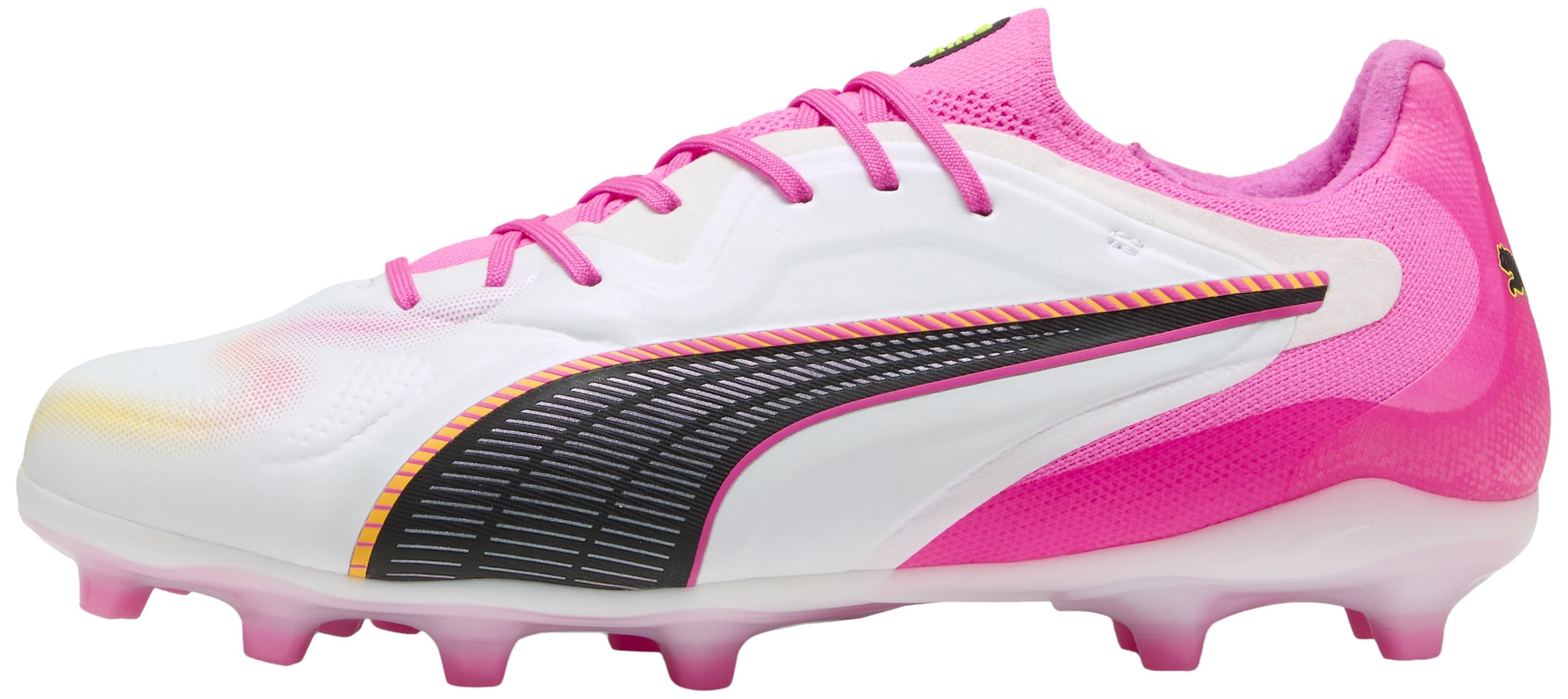 PUMA Unisex King 20 PRO Firm Ground/Artifical Ground Football Boots, PUMA White-Poison Pink-Bright Aqua, 8.5 UK