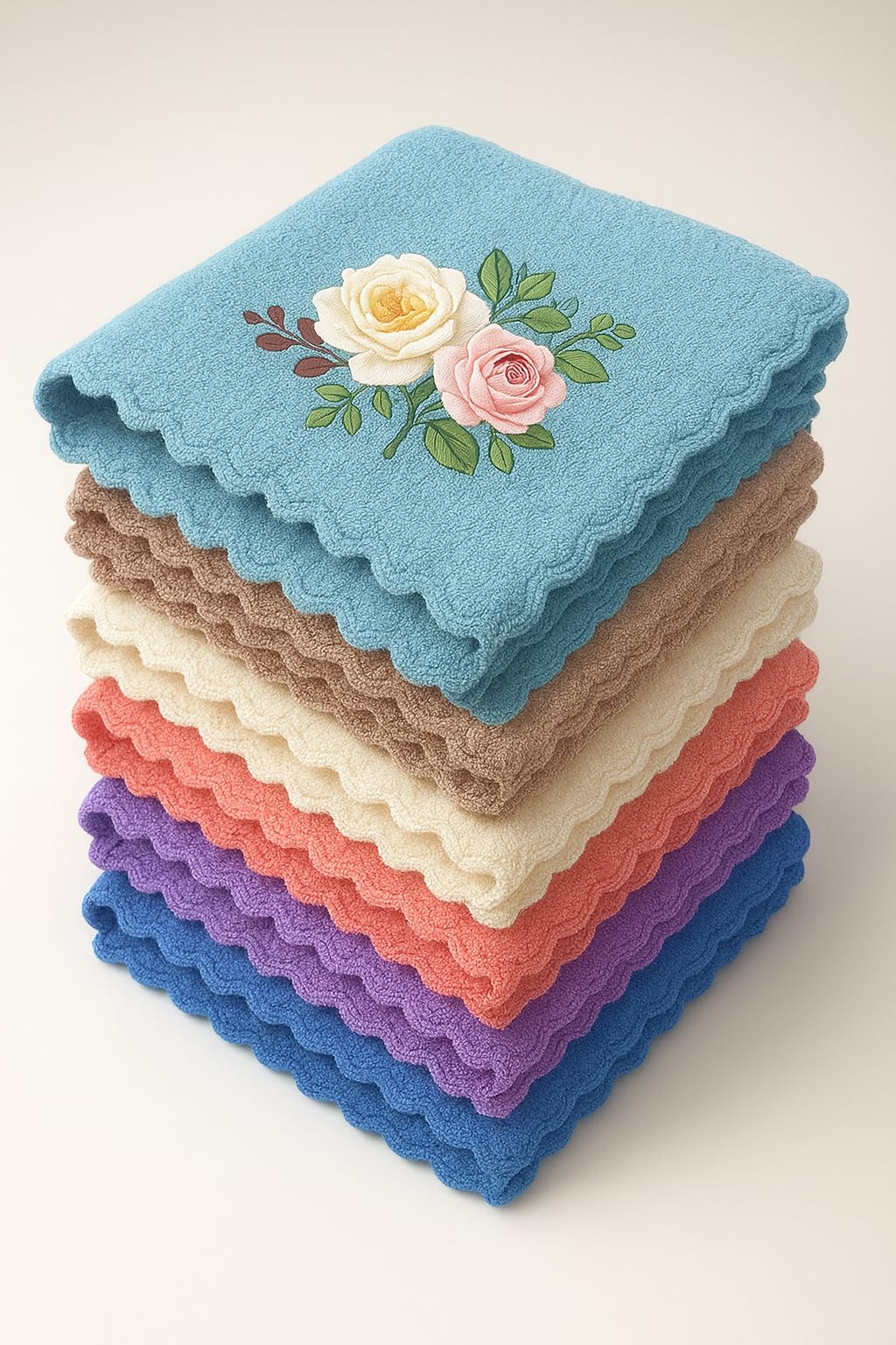 face towel/handkerchief/rumal microfiber small size -pack of 12 pieces - soft and super absorbent face towels for women's, kids and newborn babies (25x25 cm)