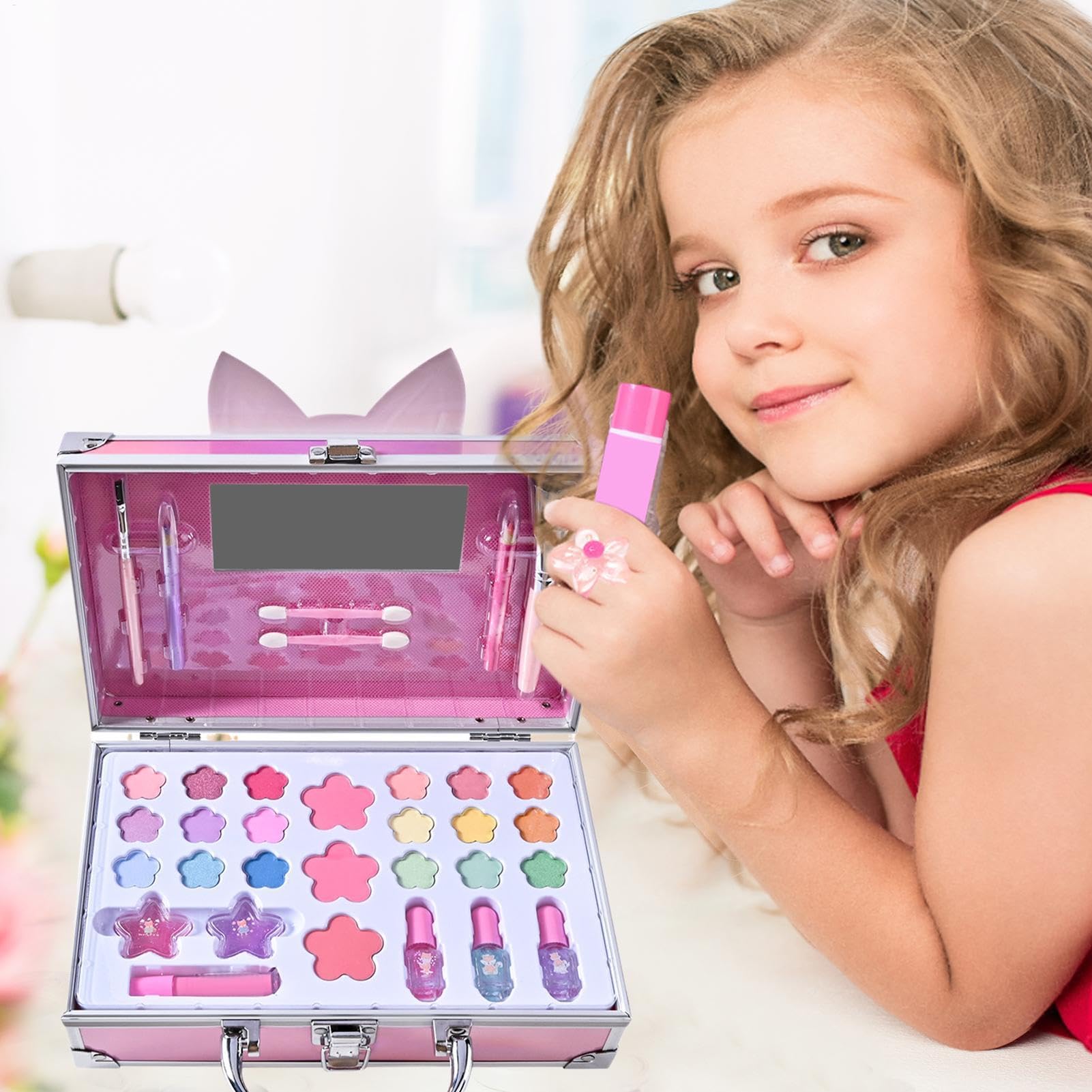 Kit per il trucco per bambini, kit per il trucco per ragazze Set di trucco | Princess Cosmetic Playset for Girls, Educational Facial Make Up Toys