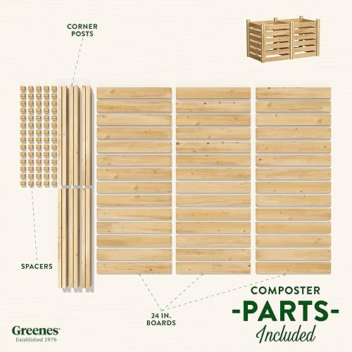 Miniatura 5 de Greenes Fence Compostador de madera de cedro, 24 pulgadas de ancho x 48 pulgadas de largo x 31 pulgadas de alto154.6 galones - Fabricado en Estados