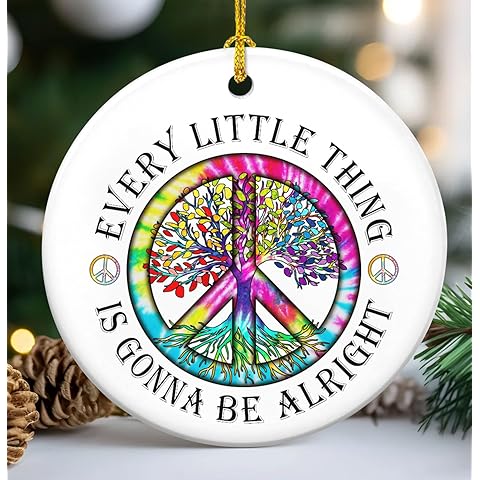 Christmas Hippie Gifts for Women Men - Ceramic Christmas Ornaments 2025 - Hippie Or...
