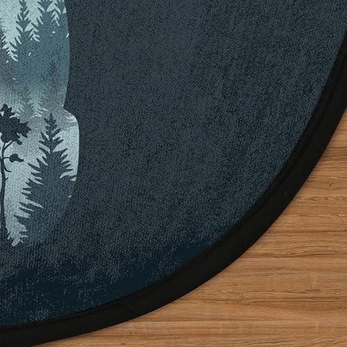 Miniatura 3 de Alfombra redonda de 3 pies con diseño creativo de ciervos del bosque, lavable, antideslizante, alfombra circular para sala de estar, dormitorio,