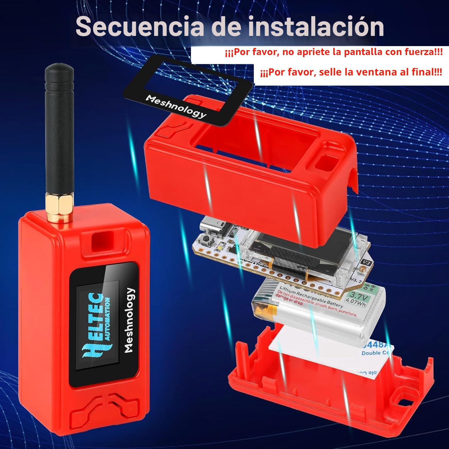 Juego de 2 Placas de Desarrollo ESP32 Lora V3 + batería de 1100 mAh + Funda Protectora – con Antena de 868 MHz y Dispositivos Lora V3 SX1262 para Meshtastic AR duino LoRawan IOT (N30 versión, Rojo)