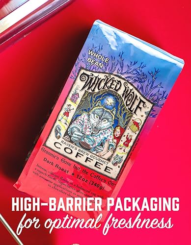 Miniatura 4 de Raven's Brew Coffee Café de cuerpo completo tostado oscuro en grano entero - Wicked Wolf, 12 onzas