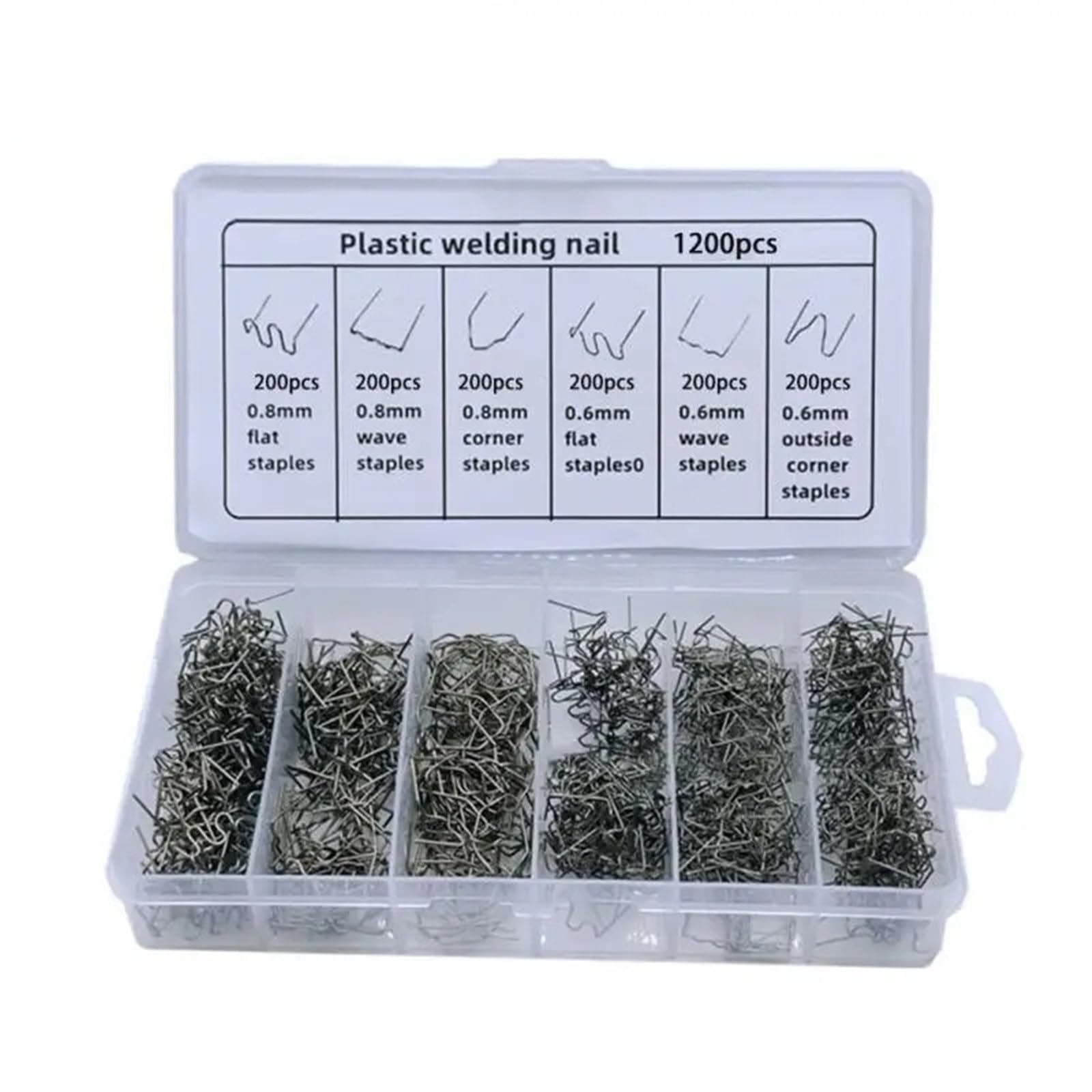 Bacchetta per Saldatura Kit di punti metallici per saldatrice a caldo per paraurti, parafanghi, 3000/1200/600 pezzi per riparazione plastica(Grey 1200pcs)