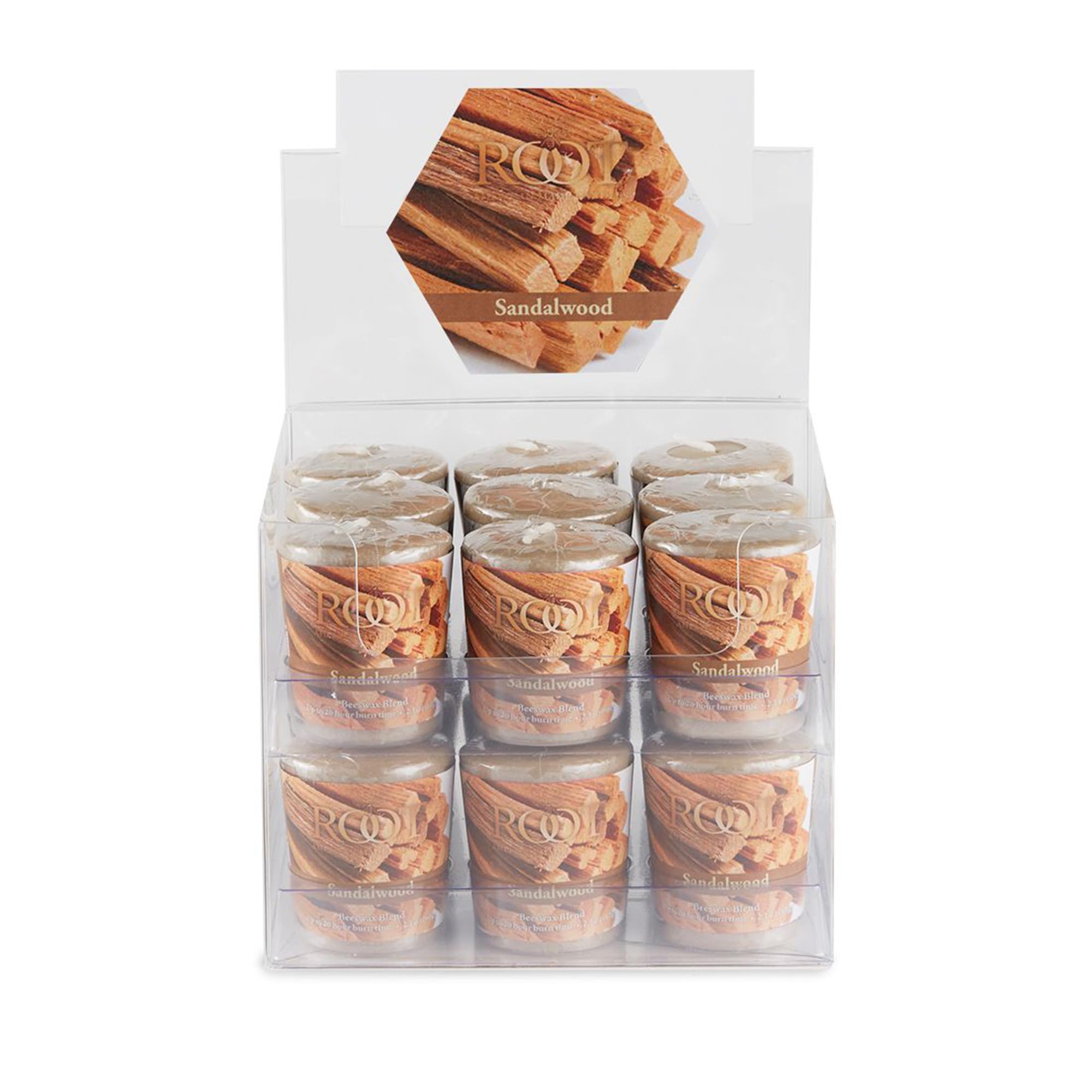 Root Candles 20-Hour Burn Time Votives Handcrafted Premium Beeswax Blend Scented Candle, 18-Pack, Sandalwood