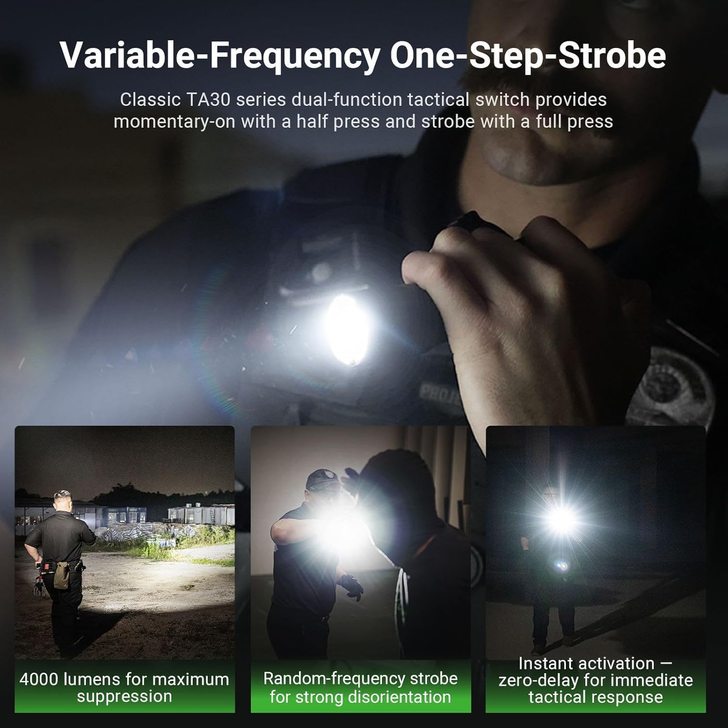 NEXTORCH TA30D MAX Taktische Taschenlampe 4000 Lumen, EDC Extrem Hell LED Aufladbare mit 450m Reichweite, IPX8 Wasserdicht, 5 Modi & Strobe, FR-3 Ring für Polizei, Notfall, Suche im Outdoor-Bereich