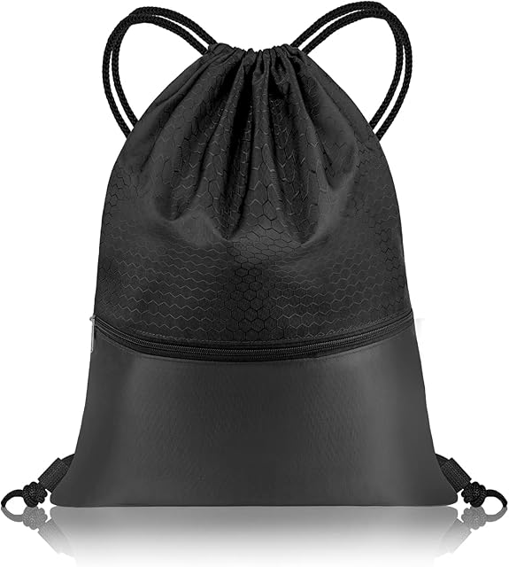 flintronic Drawstring Gym Bags, Waterproof Swimming Bag Sport Gym Sack, Large PE Bag Swim String Backpack with Zipper for School Sports Beach Holiday Travel - Kids & Adults