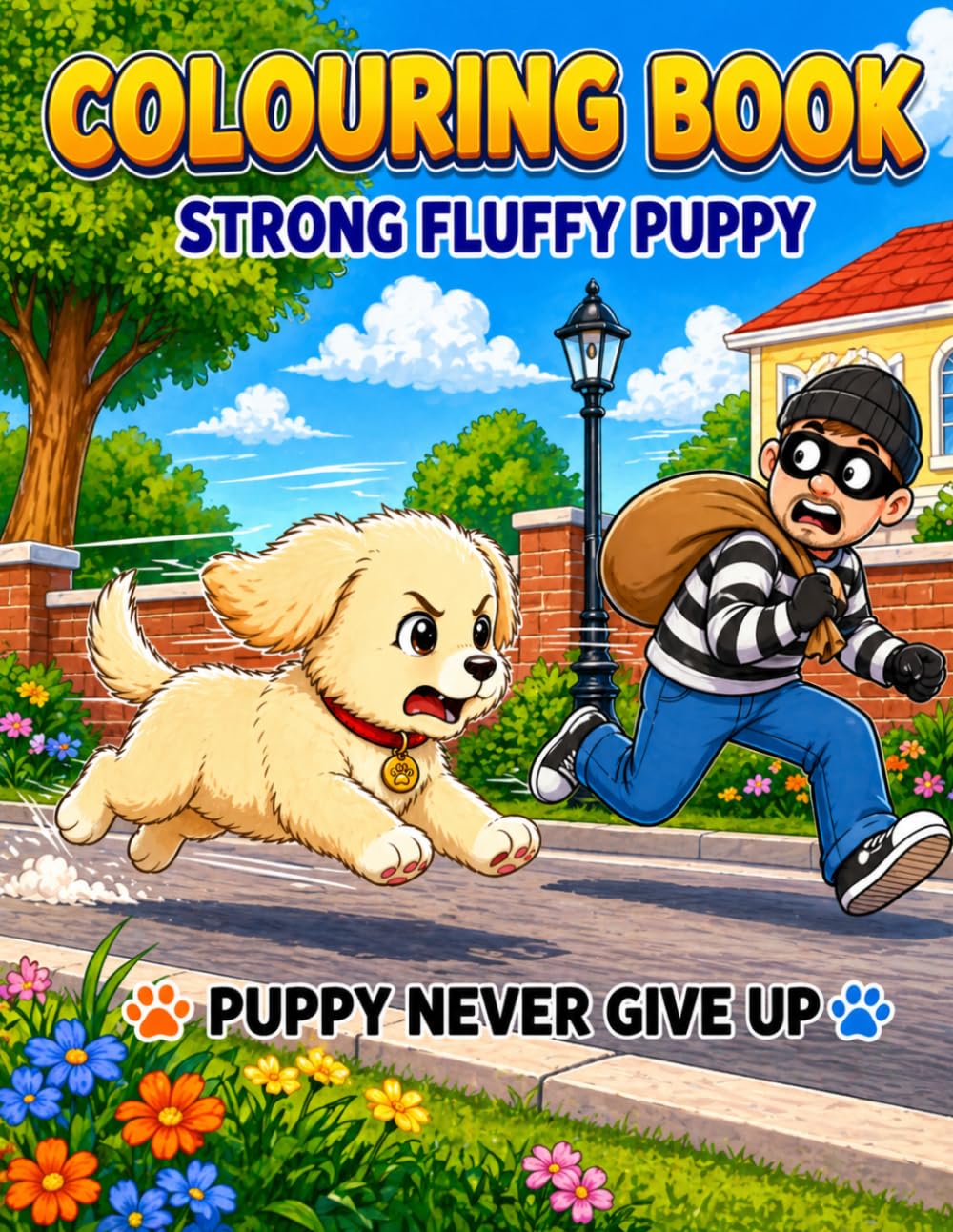 Strong Fluffy Puppy Colouring Book: Cute, Brave & Fun Puppy Adventures for Kids Ages 3–12 (Strong and Brave Animal Characters)