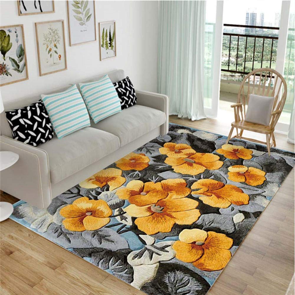 SYFANG Blooming Large Size Soft Touch Short Pile Carpet, Soft Fluffy Rug, Easy-care carpet, 120X160cm (47X63inch)